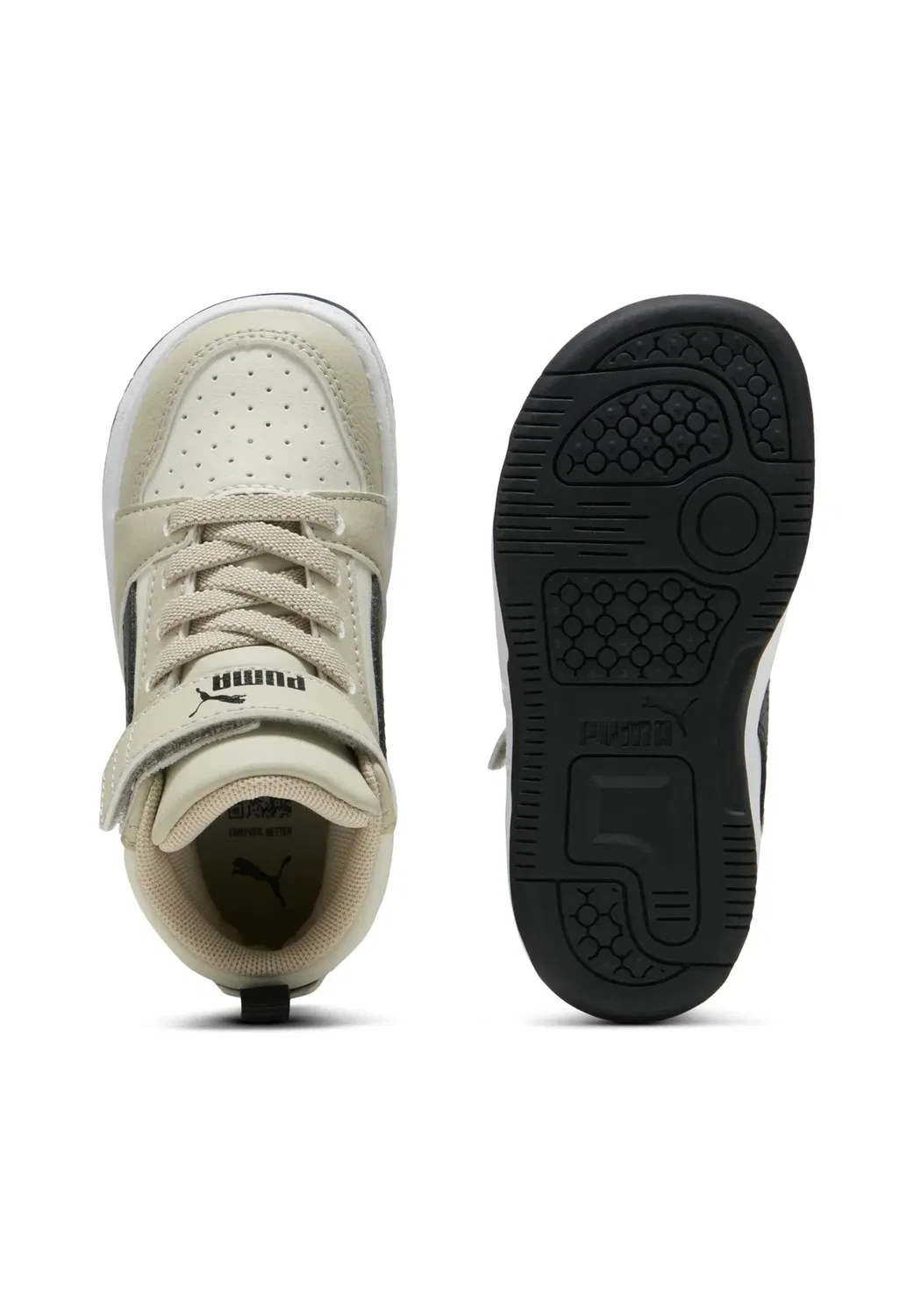 Rebound v6 mid ac+ inf - детские кроссовки Puma, Beige — фото 3