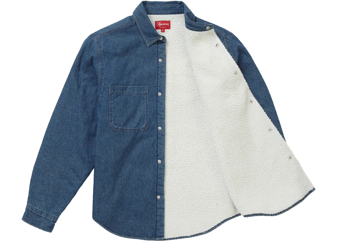 Рубашка утепленная Sherpa Lined Denim Shirt Blue Supreme, синий — фото 2