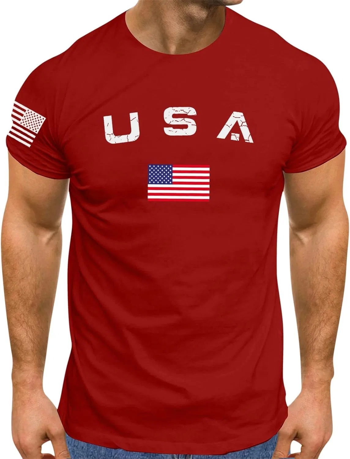 Мужская футболка с американским флагом Patriotic Muscle Shirt, Red