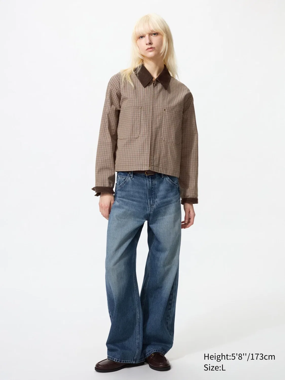 Куртка Uniqlo, короткая, с узором, коричневая — фото 2