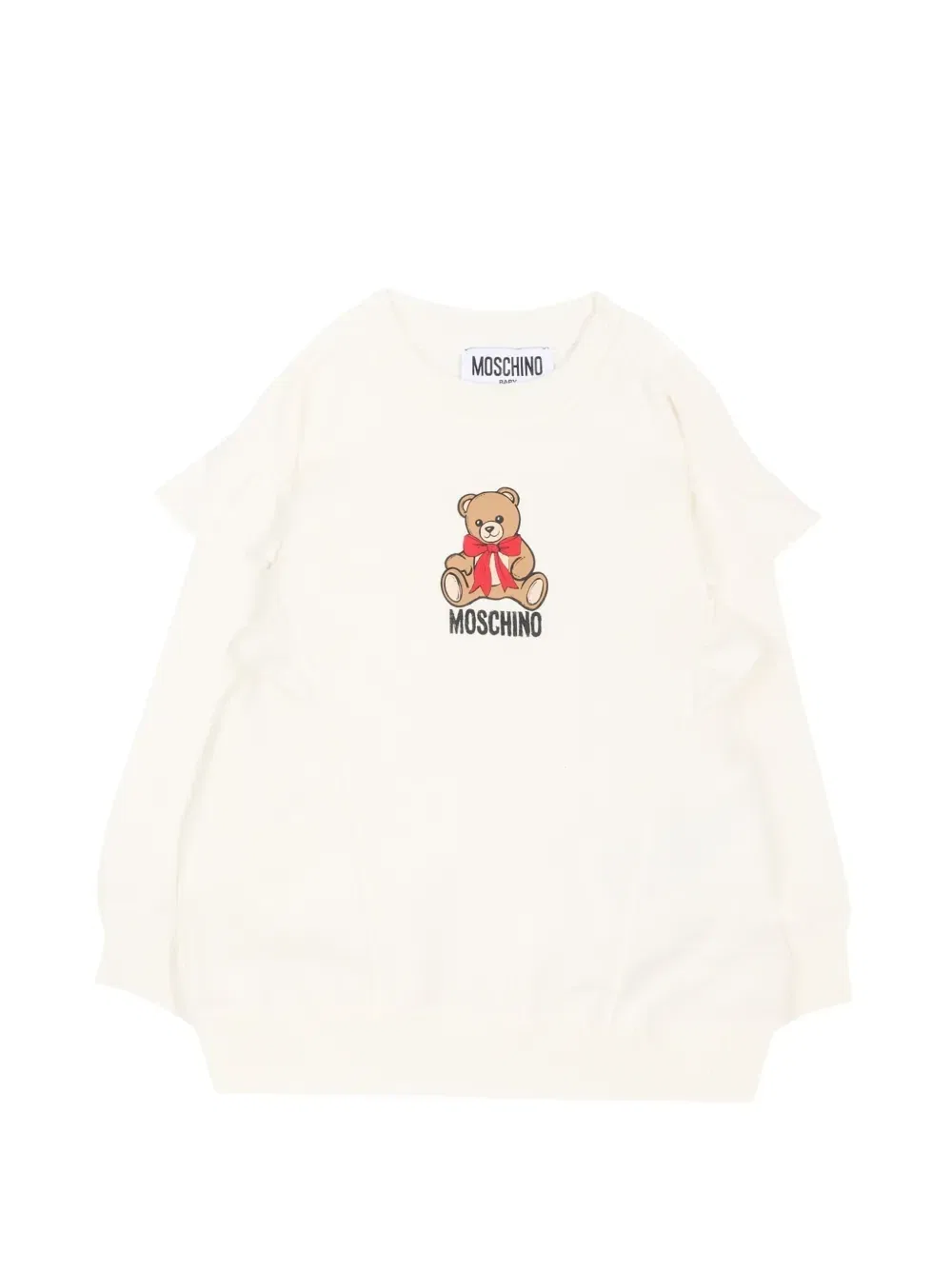 Худи хлопковое с присборенными рукавами Moschino Kids, бежевый