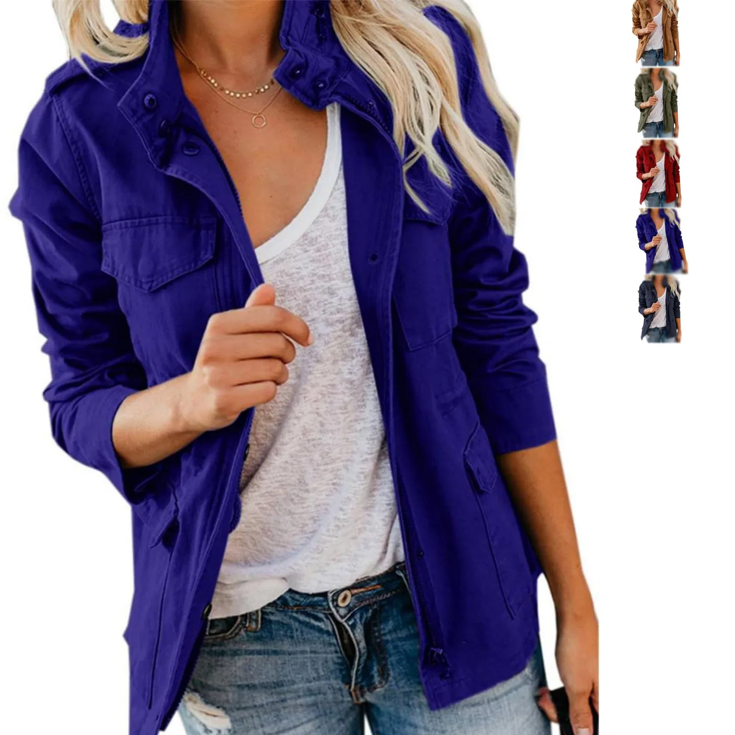 Женская куртка с множеством карманов Military Jacket, Blu