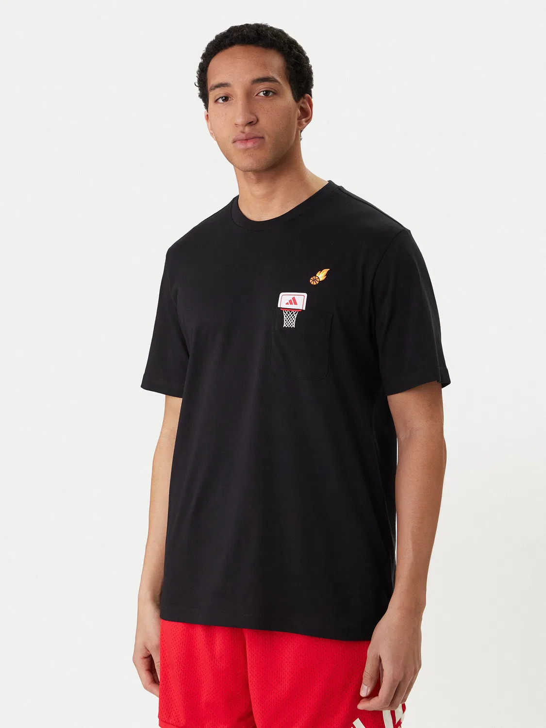 Мужская футболка стандартного кроя Mini Embroidery Basketball Graphic Adidas, черный
