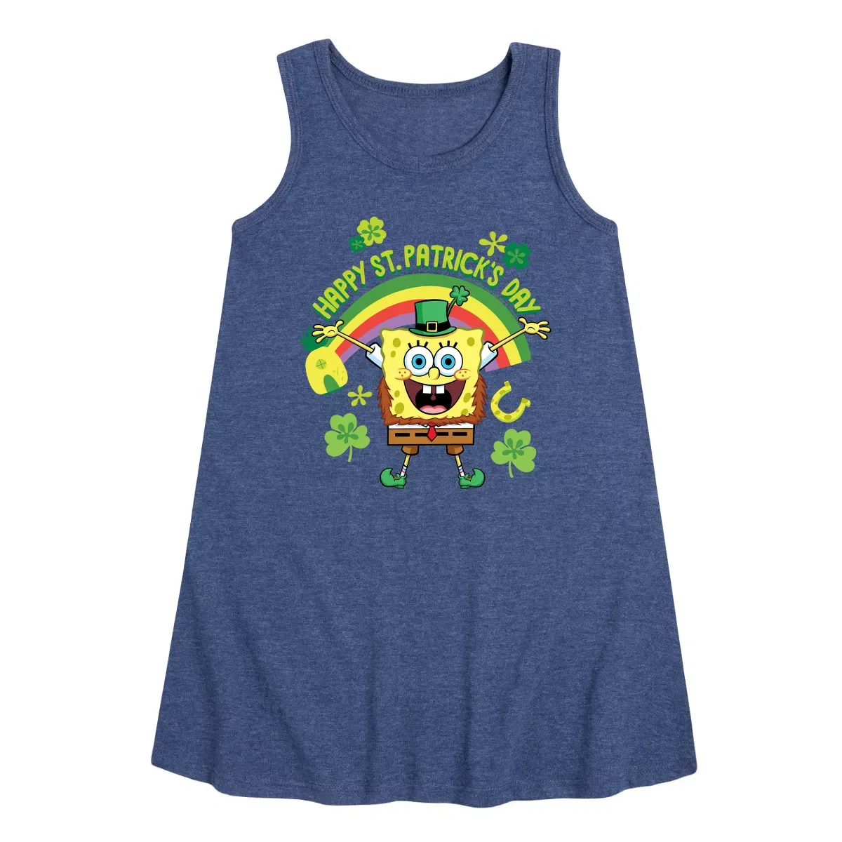 Детское платье без рукавов SpongeBob SquarePants Happy St. Patricks Day, Heather Navy