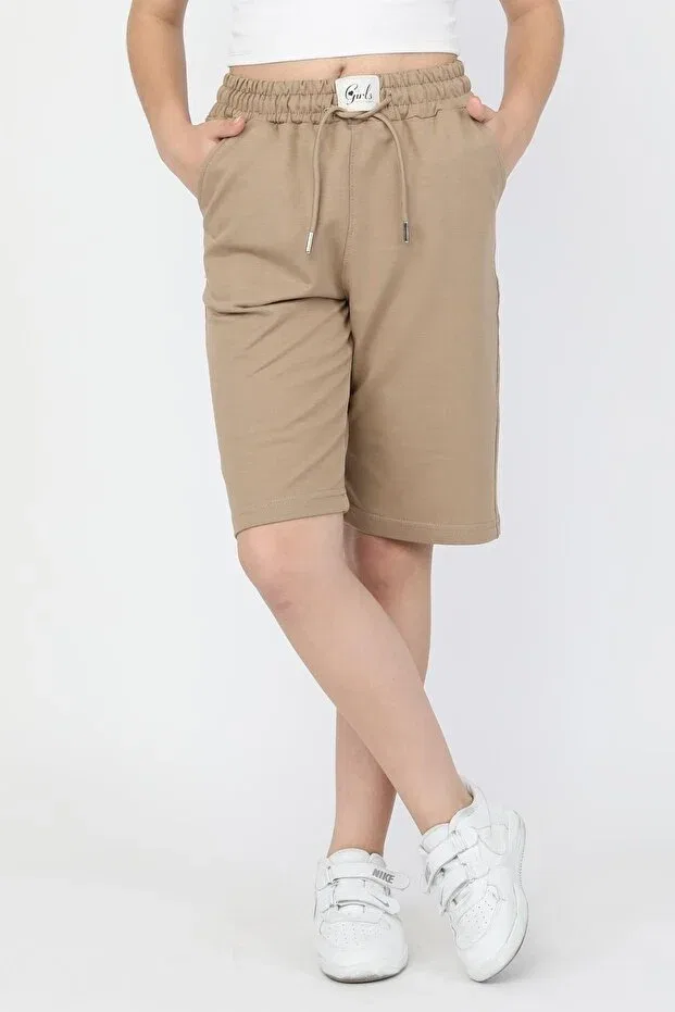 Детские шорты для девочек хлопковые с принтом Sports Capri Asyakids Club, Brown — фото 4