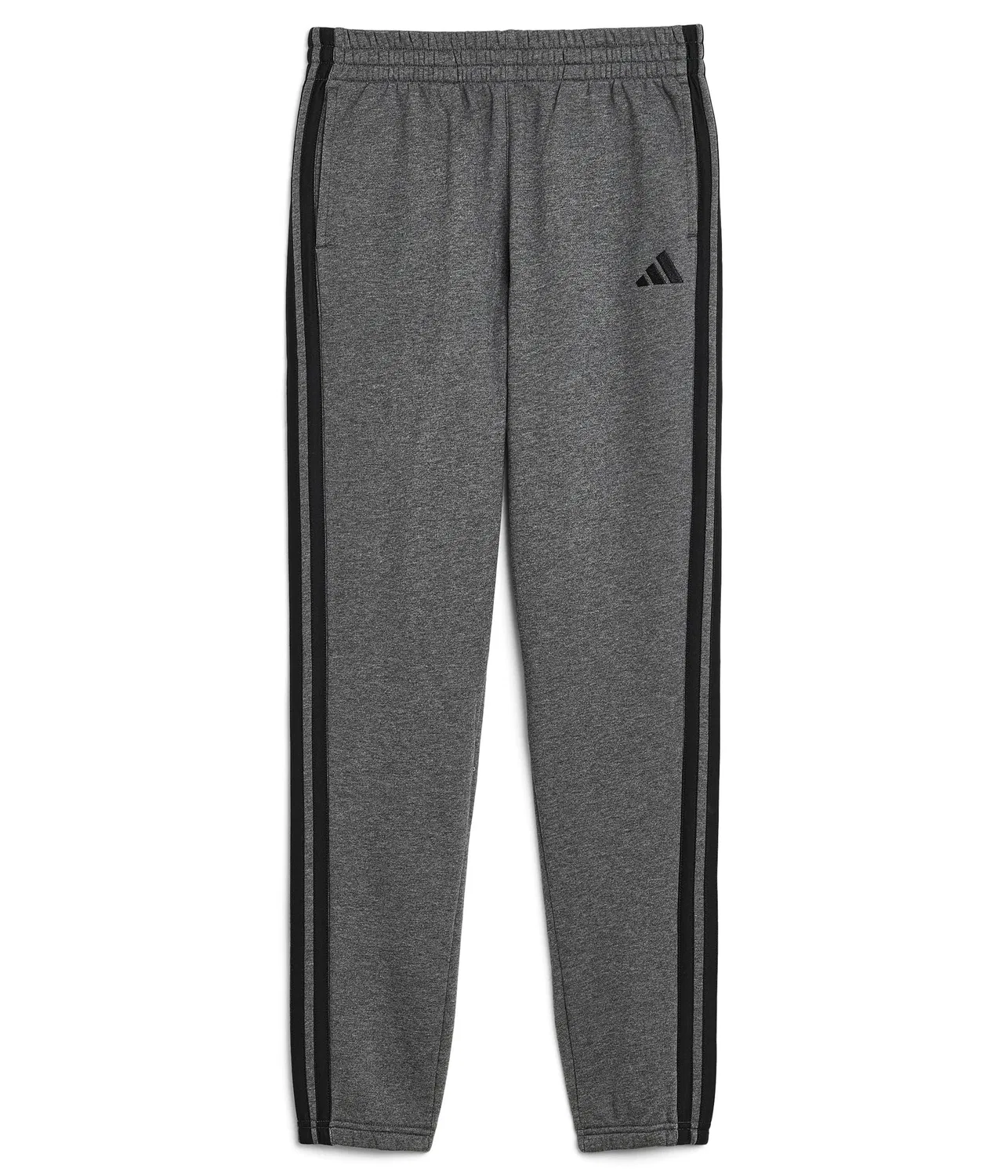 Спортивные брюки Essential 3-Stripe Fleece Heather Joggers (для детей постарше) Adidas Kids, Dark Grey Heather
