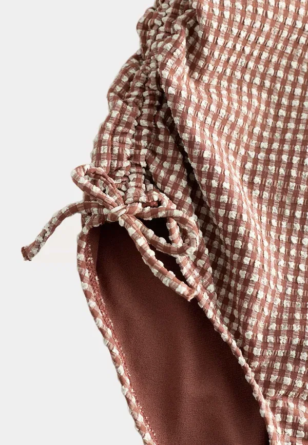 Купальник клетка Gingham swimsuit Marks & Spencer, brown mix, коричневый — фото 3