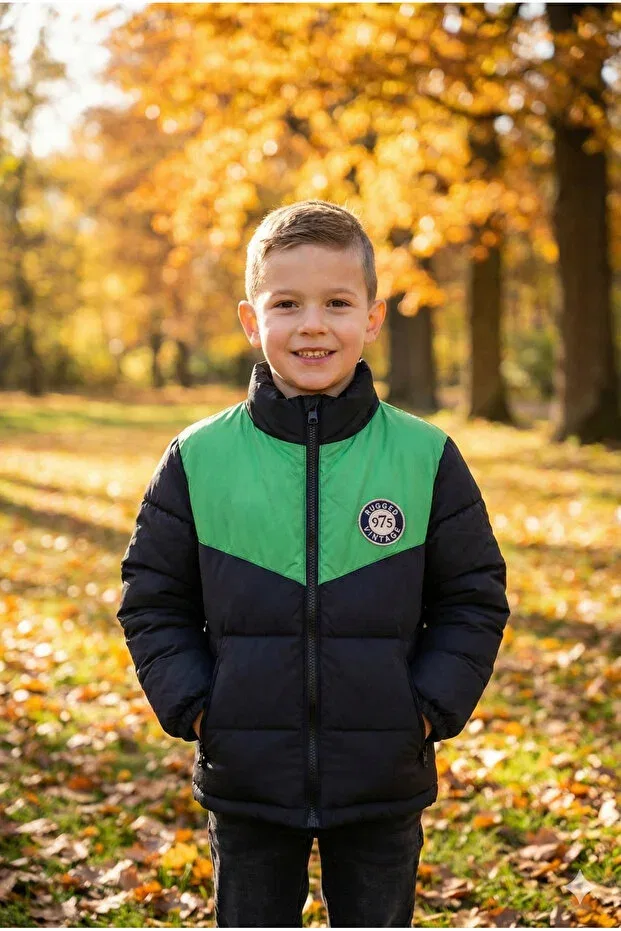 Детское пальто для мальчиков водонепроницаемое Bonbelle, Black - Green