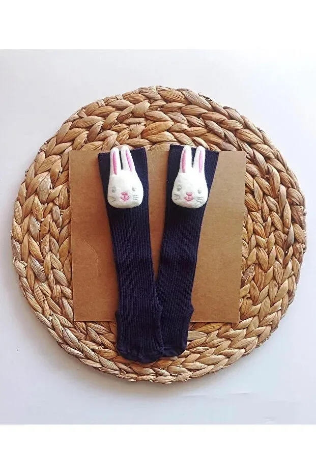Детские гольфы для девочек с принтом Rabbit Toy Figure Knee Socks Panowill Design, Purple — фото 3
