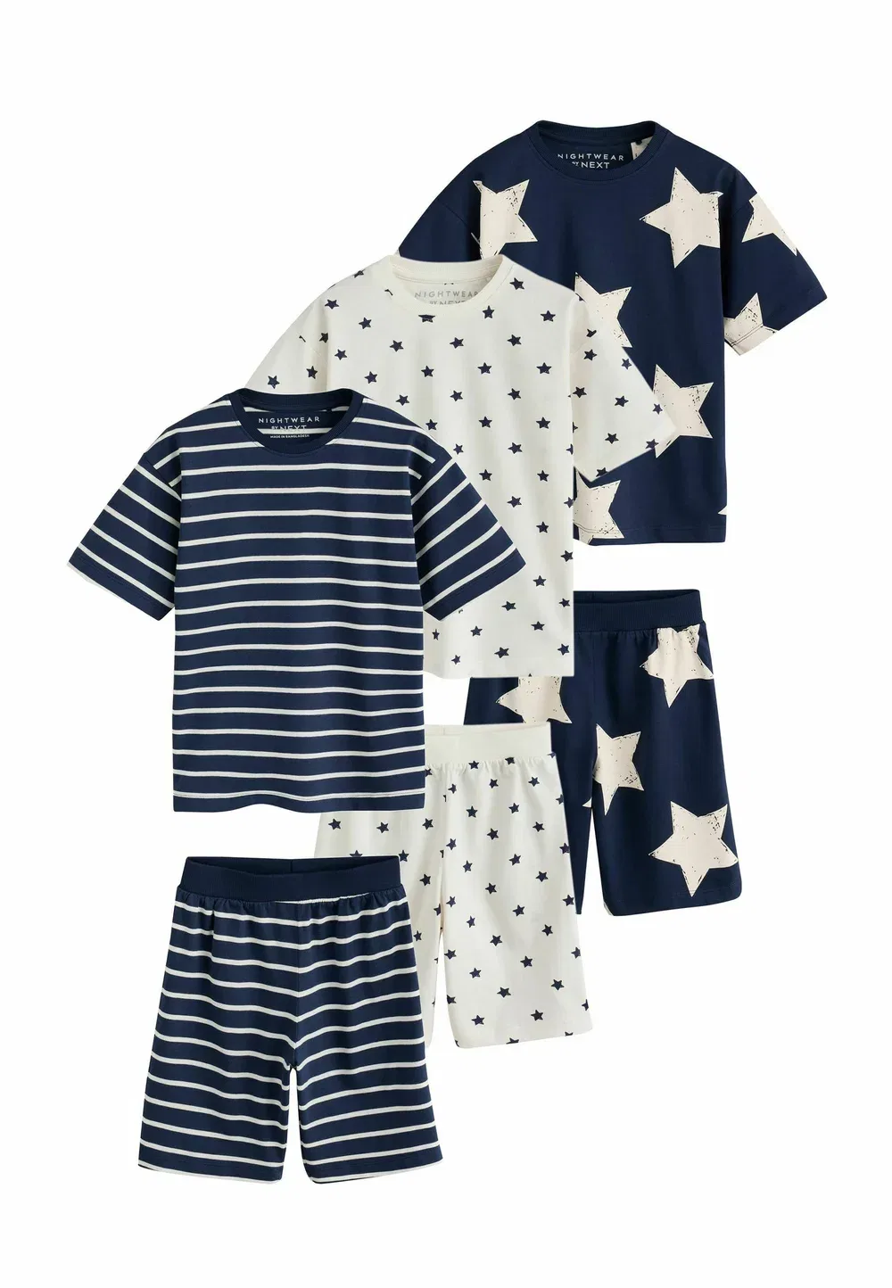 Комплект из 3 коротких пижамных шорт Next, Navy White Stripe