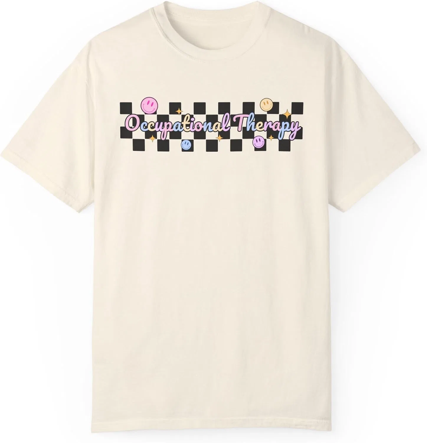 Женская футболка с клетчатым принтом Comfort Colors, Ivory