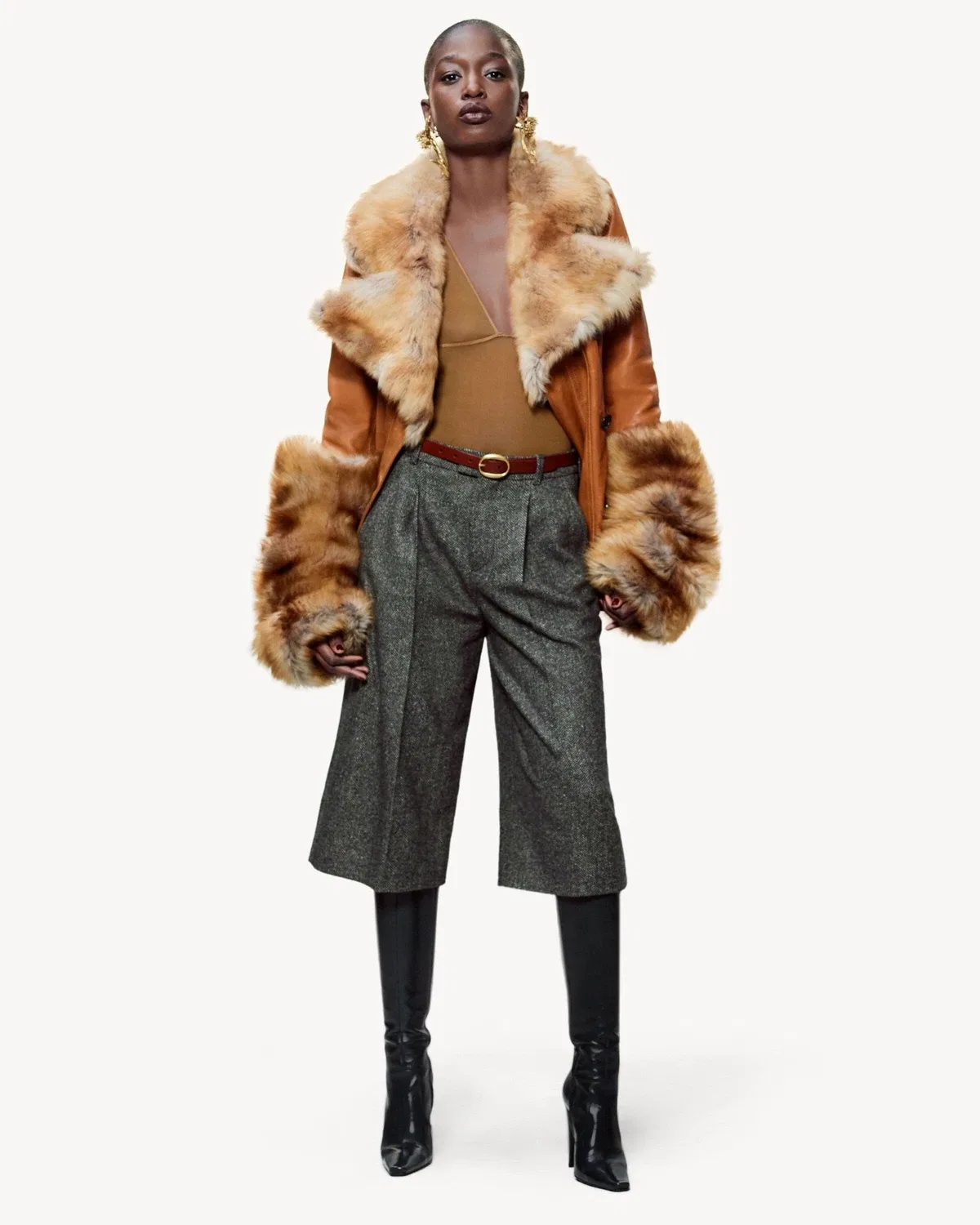 Куртка из овечьей кожи и овчины SAINT LAURENT, оранжевый — фото 2