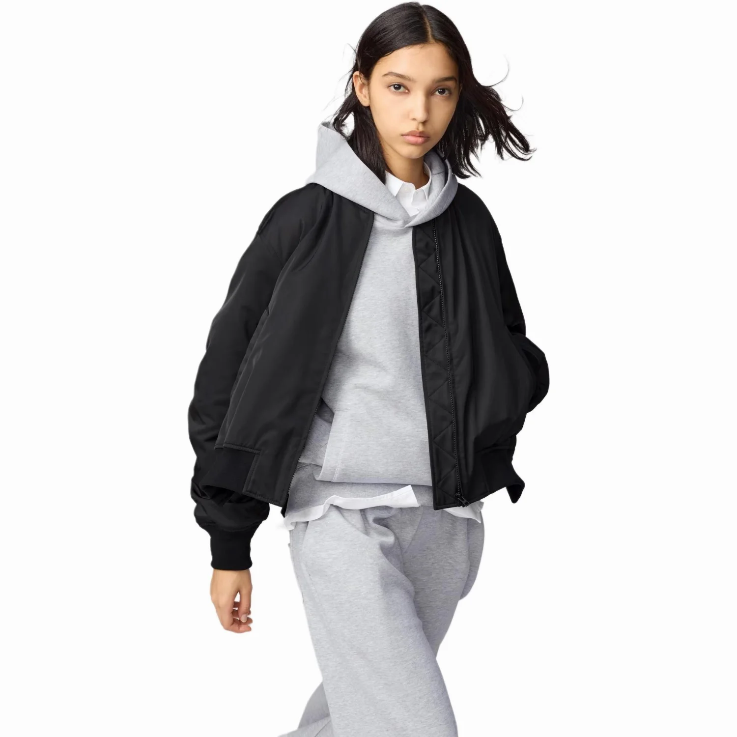 Женская куртка-бомбер Uniqlo, черный