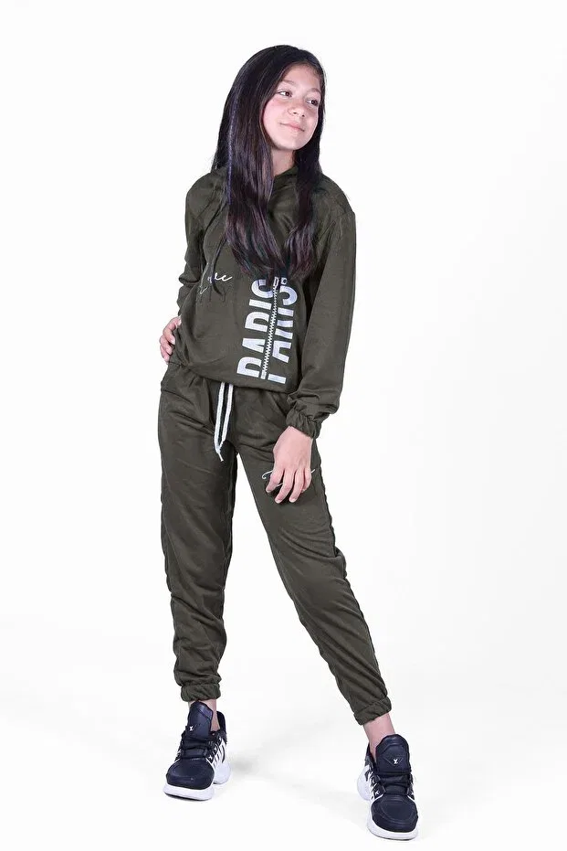 Детский комплект спортивных костюмов для девочек с принтом Fyk Collection, Brown-Green-Black — фото 4
