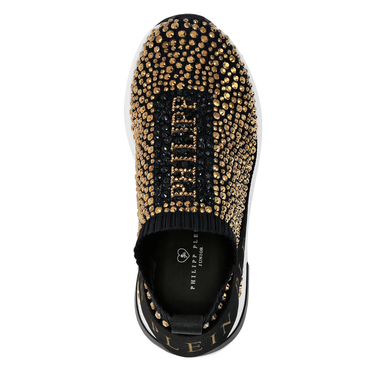 Детские кроссовки с украшениями PHILIPP PLEIN, Black/Gold — фото 2