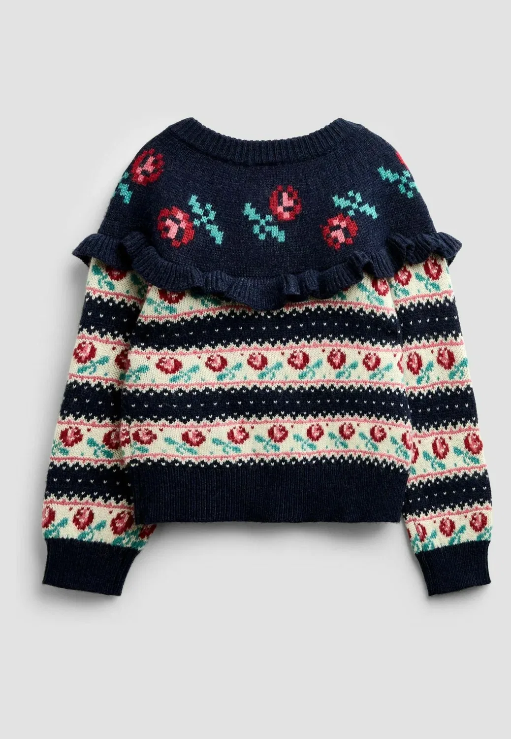 Кардиган с оборками в стиле фэр-айсл - кардиган Jojo Maman Bébé, Navy Blue Rose — фото 2