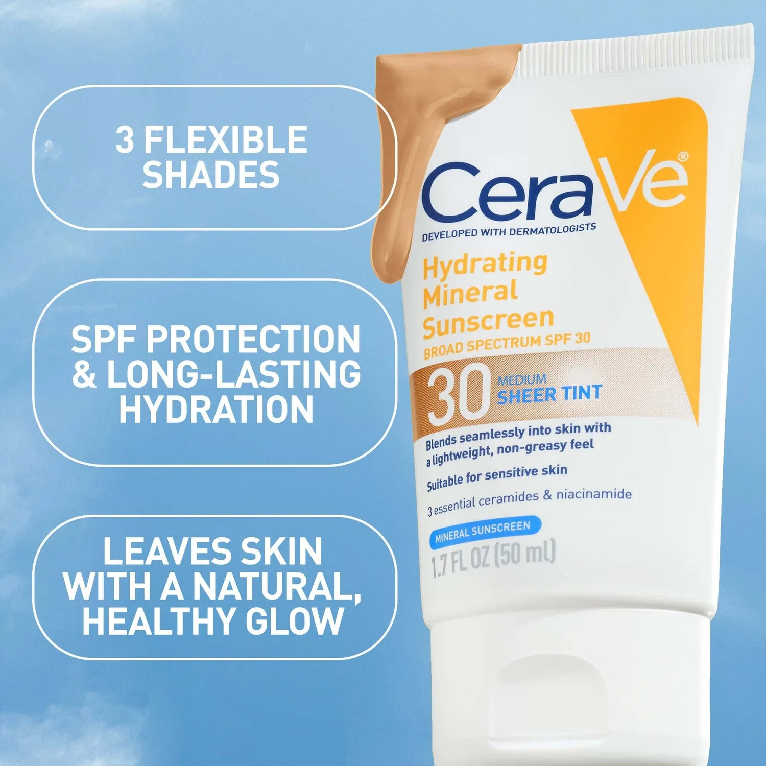 Солнцезащитный крем для лица с тонирующим эффектом SPF 30 CeraVe, цвет Sheer — фото 3
