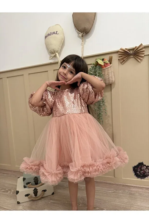 Детское платье для девочек с пайетками Penu Baby Kids, Powder — фото 2