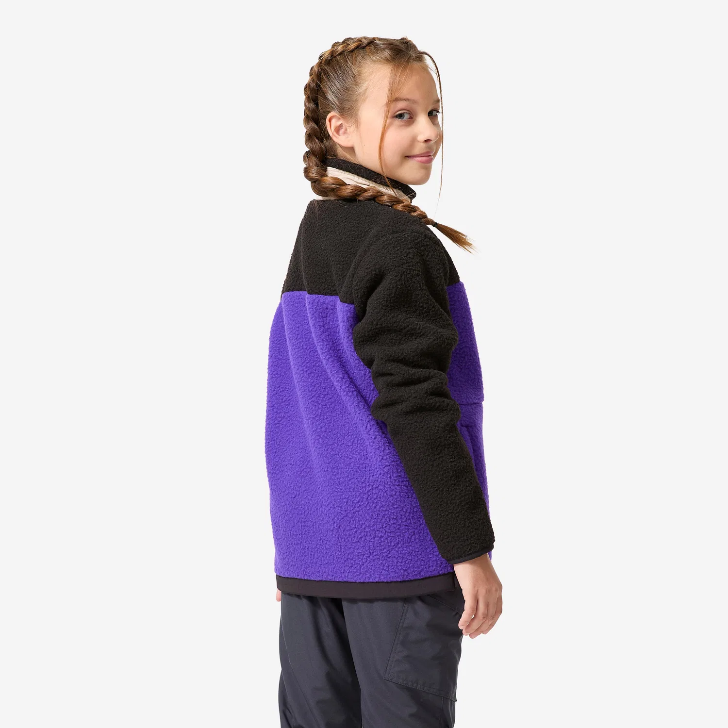Детская флисовая куртка с начесом Sherpa NH 900 Quechua, Electric Purple Black — фото 3