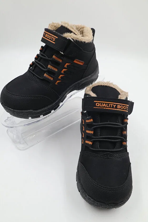 Детские ботинки для девочек на зиму Nazenintasarımlar, Black Orange