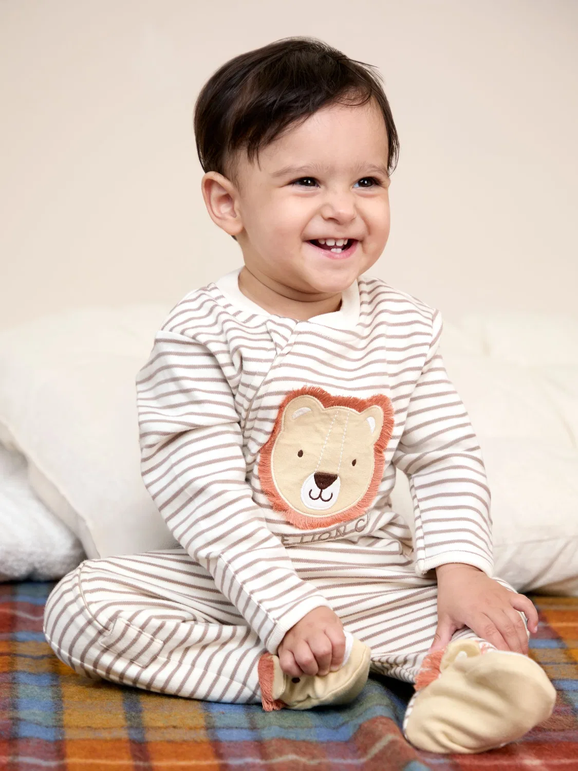 Слип с ножками, с аппликацией, полоска, JoJo Maman Bébé, слоновая кость