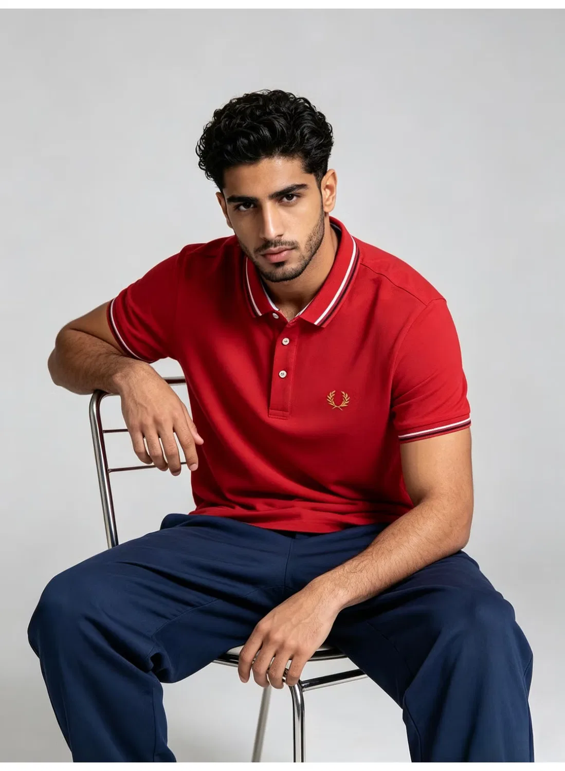Поло с контрастными полосками Fred Perry, красный — фото 2