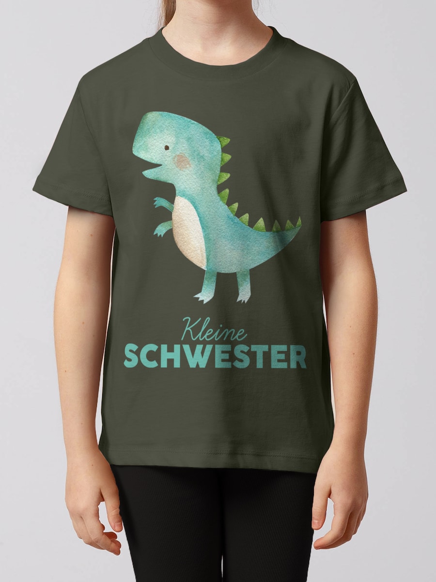 Рубашка watabout.kids Dinosaurier 03 Kleine Schwester, хаки/светло-зеленый — фото 3