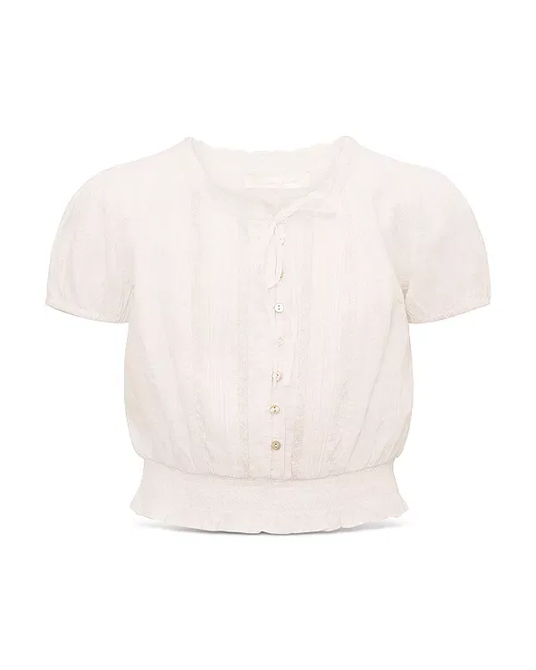 Детский топ для девочек с коротким рукавом LoveShackFancy, No Color