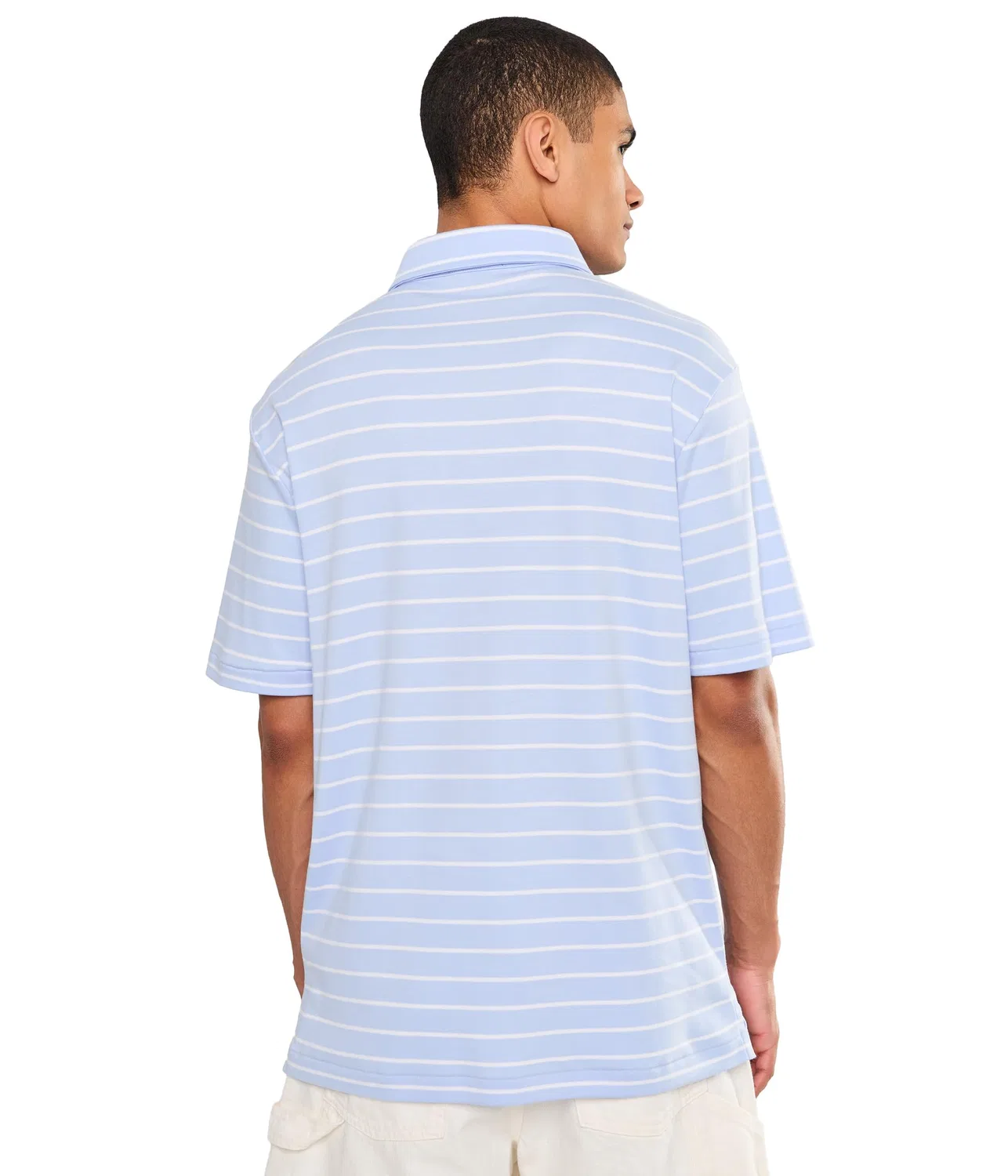 Классическая полосатая рубашка-поло из мягкого хлопка Polo Ralph Lauren, Pebble Blue/White — фото 4