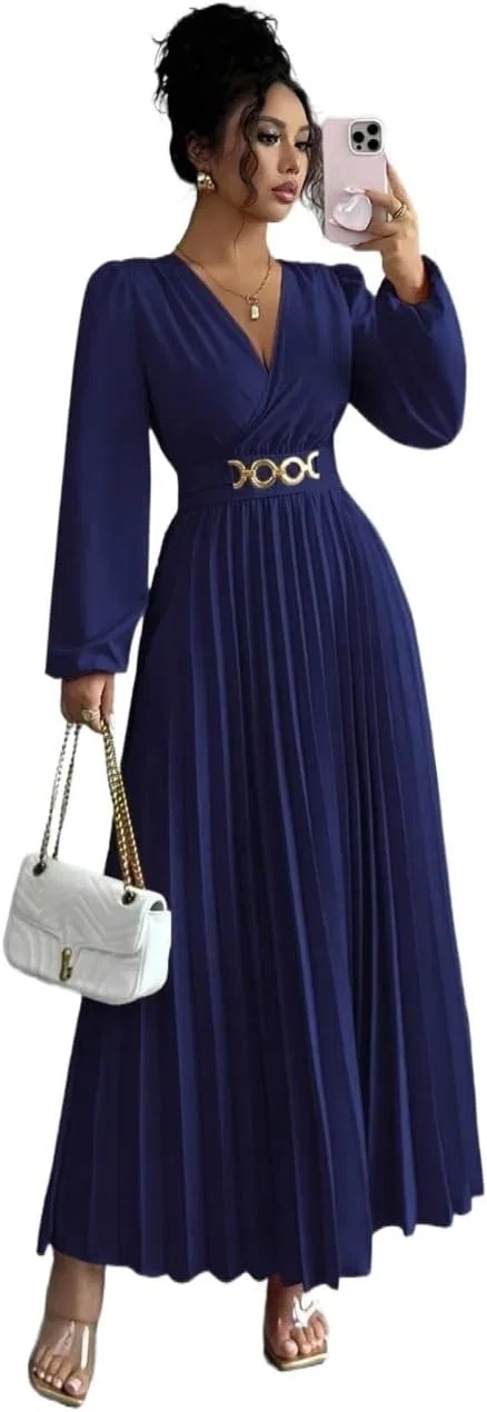 Женское летнее платье с плиссированной спинкой Generic, Navy Blue