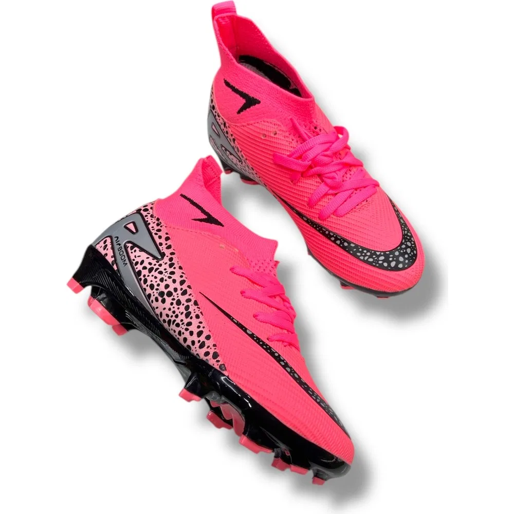 Детские футбольные бутсы с носком на шнуровке Pink Black Pattern Güneş