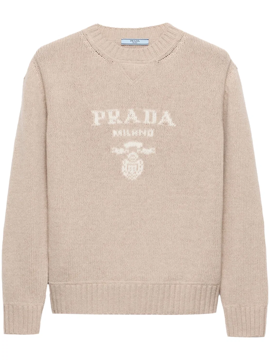 Свитер с жаккардовым логотипом Prada, неутральные