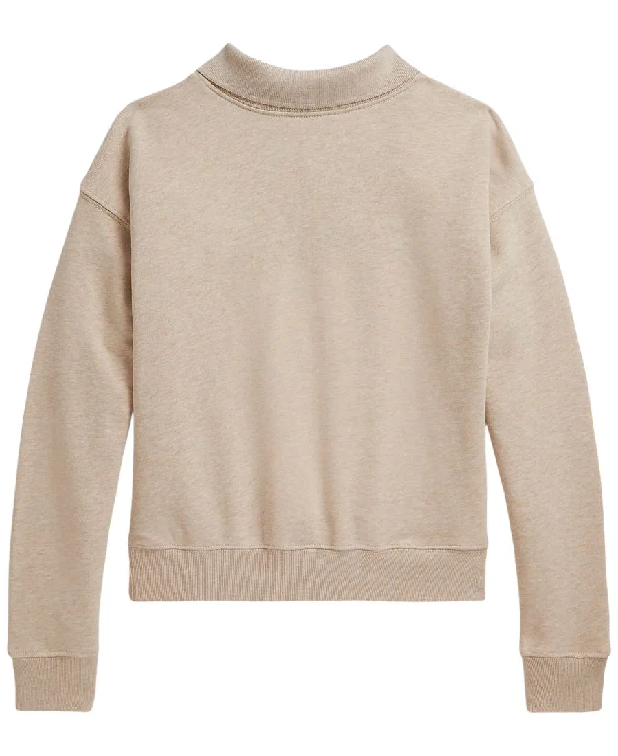 Свитшот с длинным рукавом и воротником-поло с аппликацией флага Flag Terry Long-Sleeve Collared Sweatshirt Polo Ralph Lauren, Expedition Dune Heather — фото 4