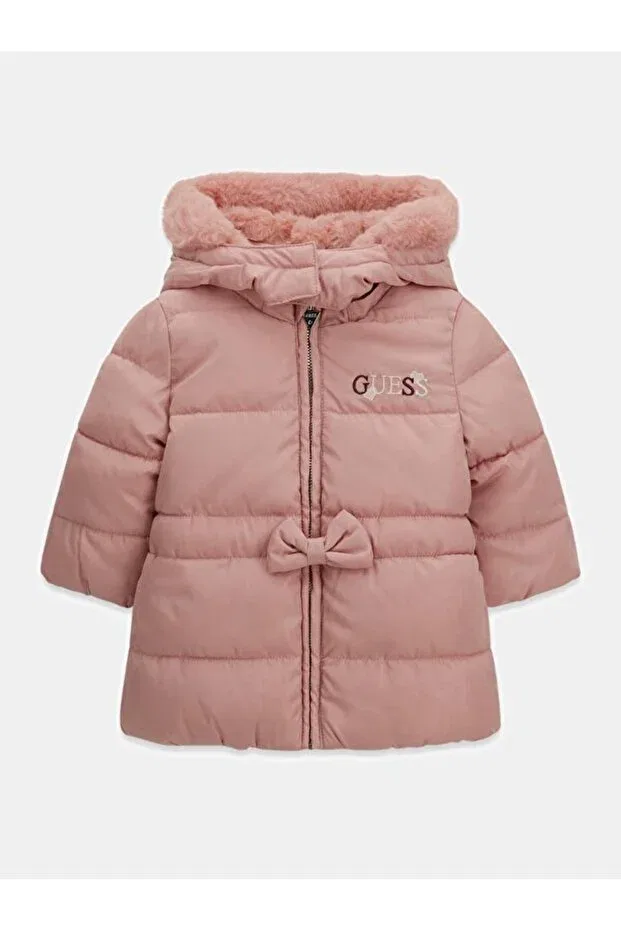Детское пальто для девочек с капюшоном Guess, Pink