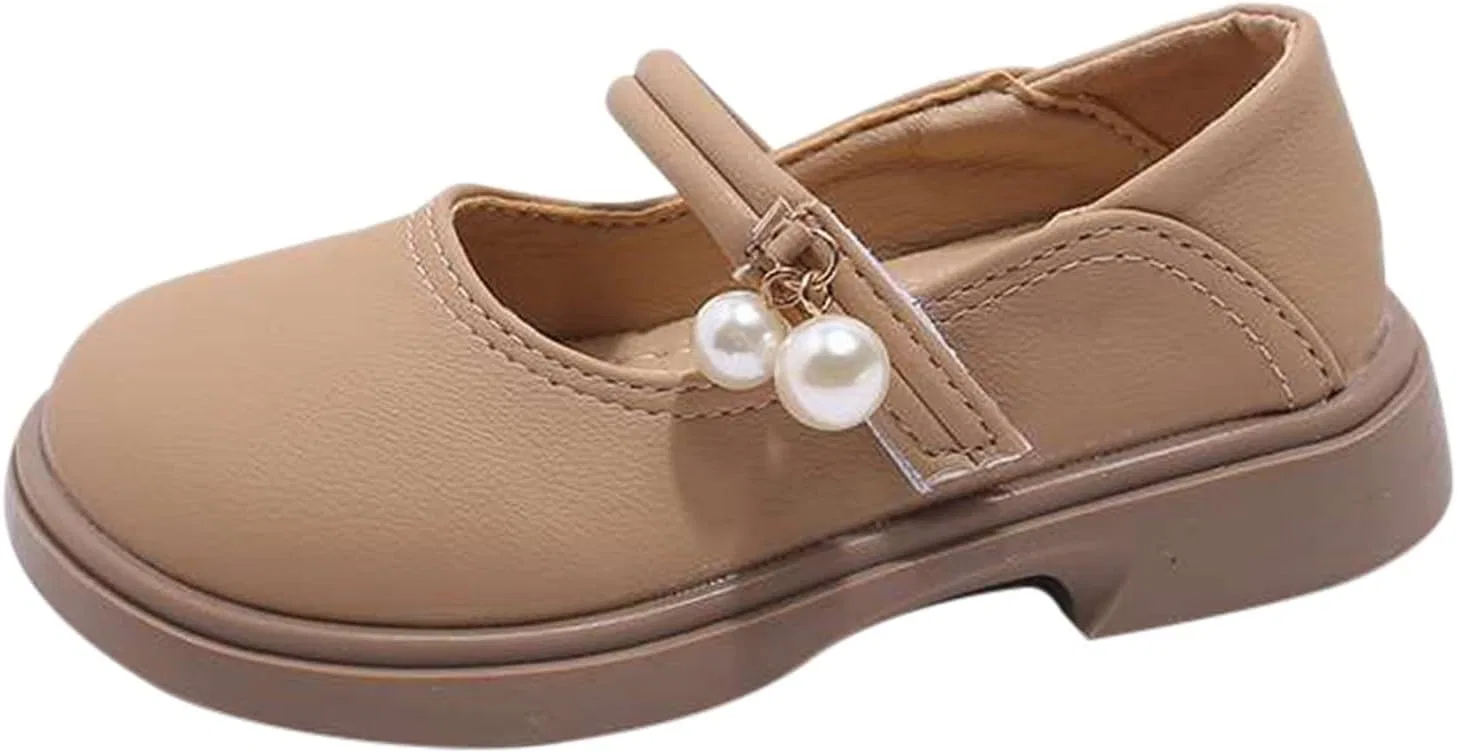 Детские балетки для девочек с жемчужным ремешком Mary Jane Dress Shoes, Khaki