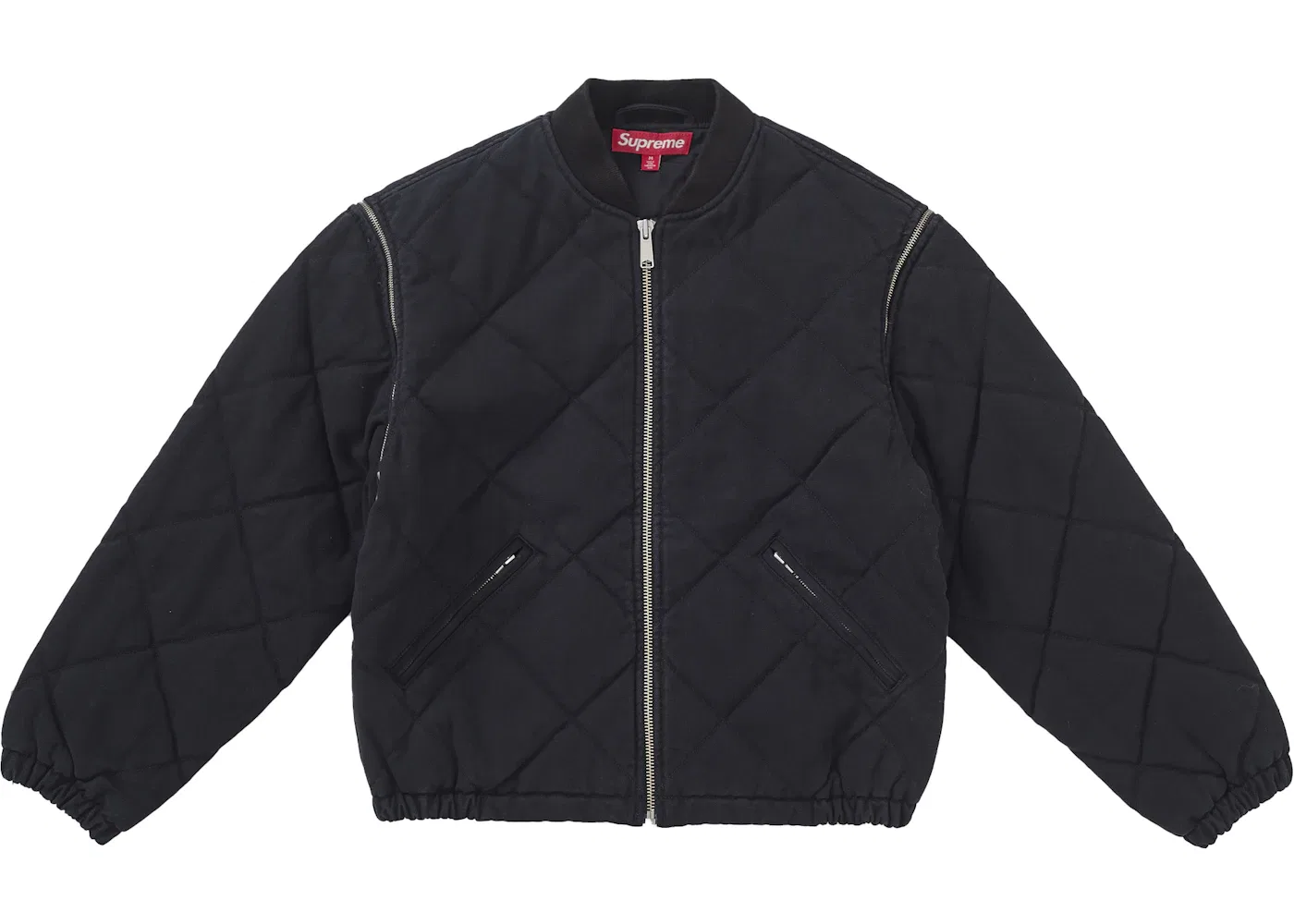Мужская куртка-бомбер с отстегивающимся рукавом стеганая Supreme, Black