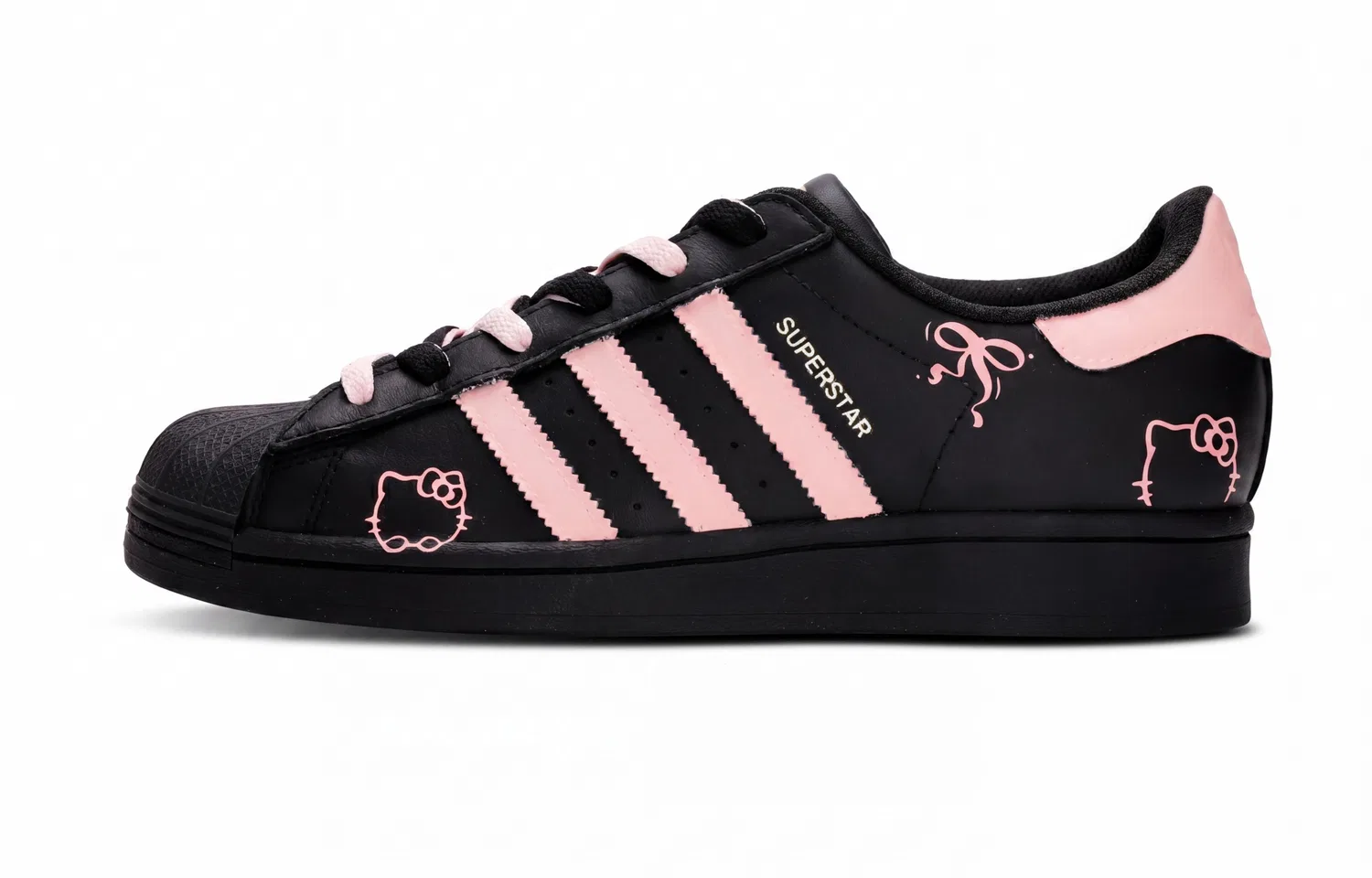 Кроссовки детские для скейтбординга Superstar 2, Adidas Originals, Black Pink — фото 3