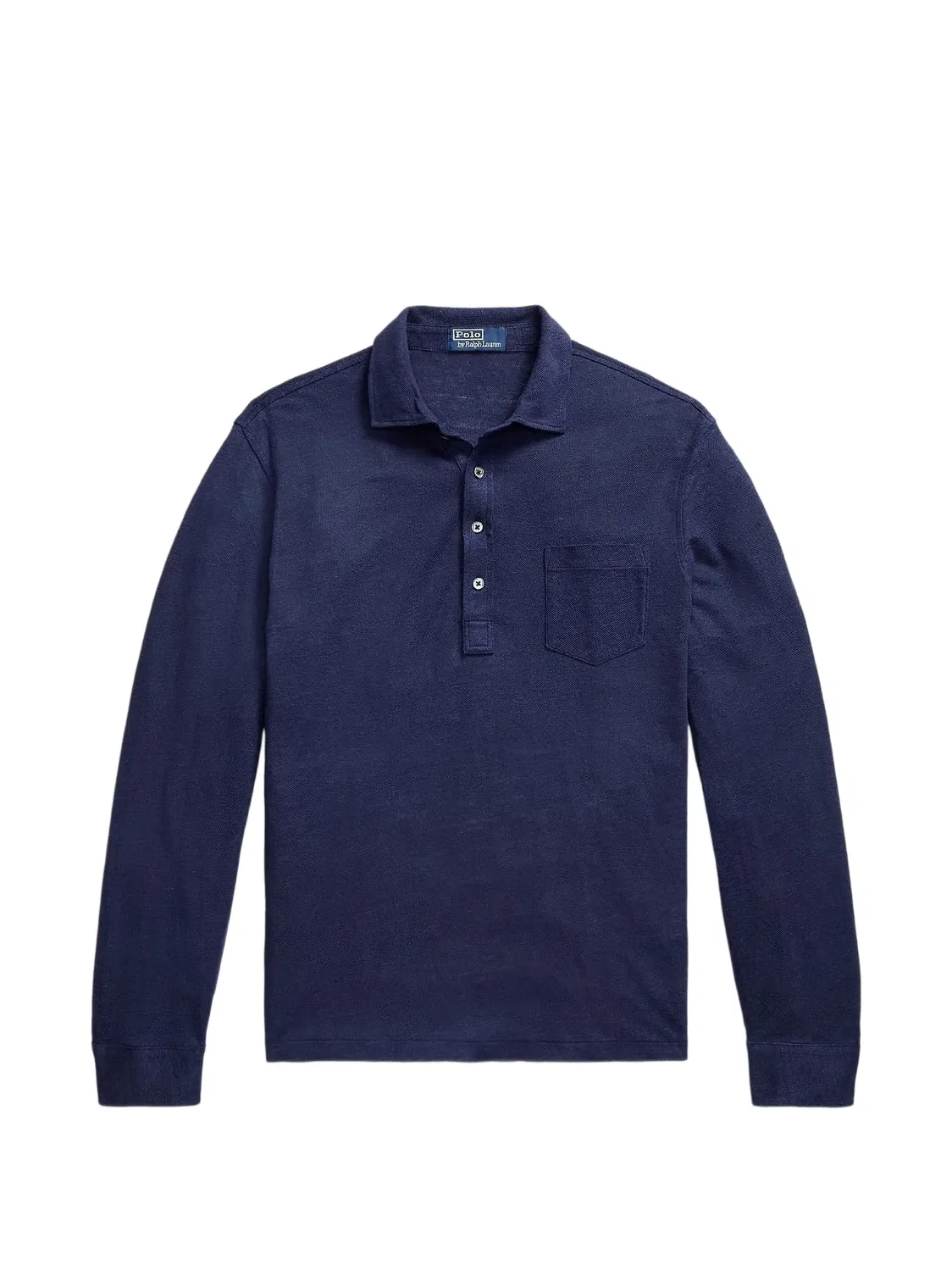Льняная рубашка поло с длинными рукавами Polo Ralph Lauren, синий