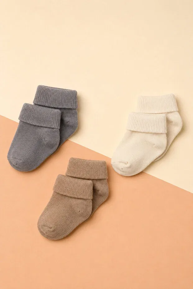 Детский набор носков для новорожденных из бамбука Karamila, Mink Gray Cream — фото 2