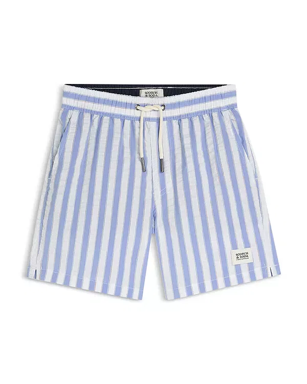 Детские плавки для мальчиков с принтом Striped Mid Length Swim Shorts Scotch & Soda, темно-синий