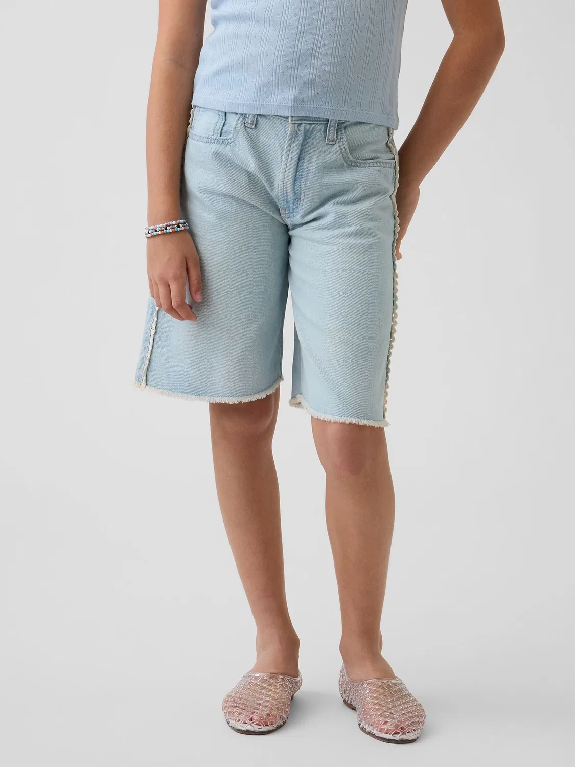 Шорты джинсовые UltraSoft Easy Longline Gap, Light Wash Blue