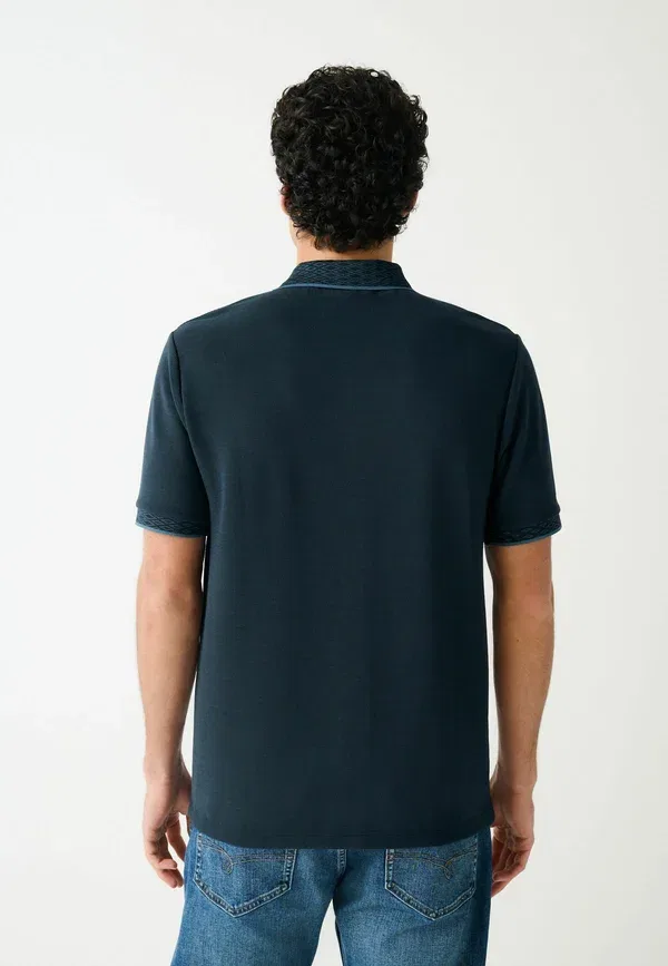 Поло с коротким рукавом, Regular Fit, Button neck fit - short sleeve smart collar polo shirt, Next, Navy Blue, темно-синий — фото 3