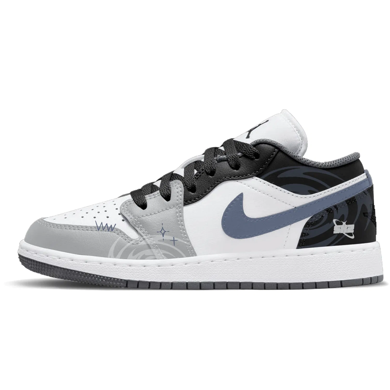 Детские кастомные кроссовки с дизайном Air 1 Lemon Deep Space Shadow Jordan, White