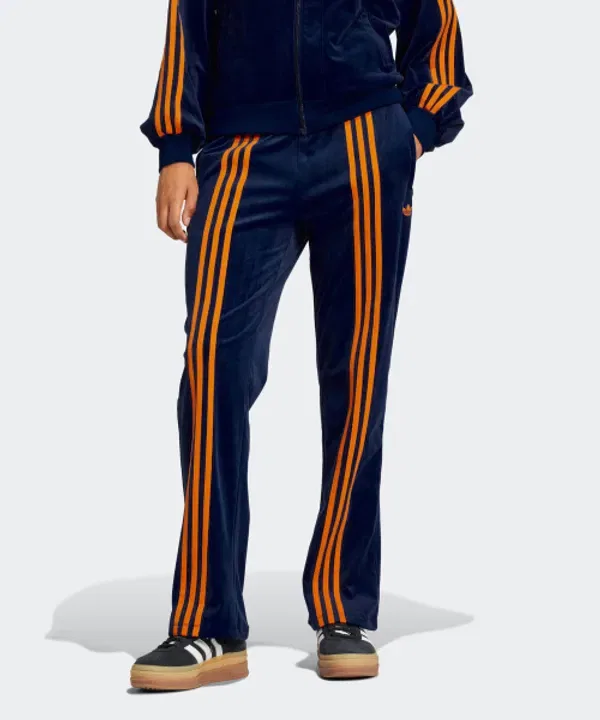 Тренировочные штаны из велюра, 70S, Adidas, темно-синий с оранжевым