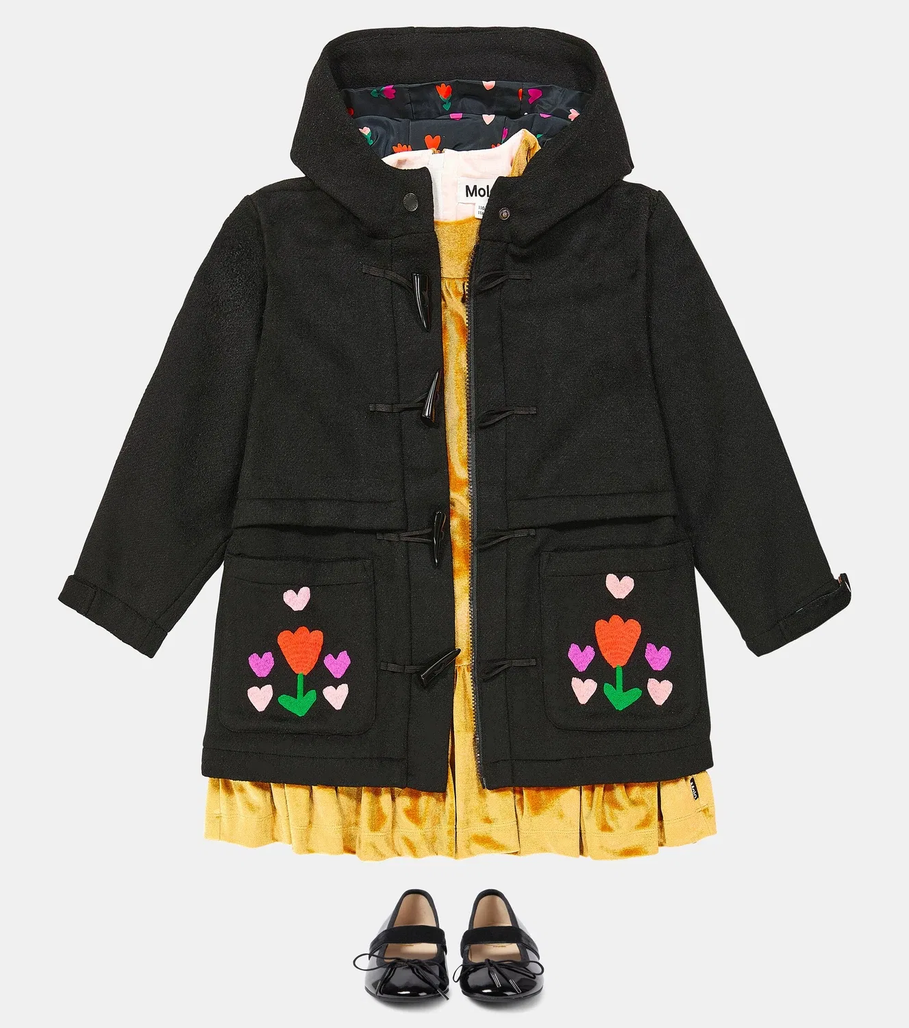 Пальто с вышивкой Stella Mccartney Kids, черный — фото 2