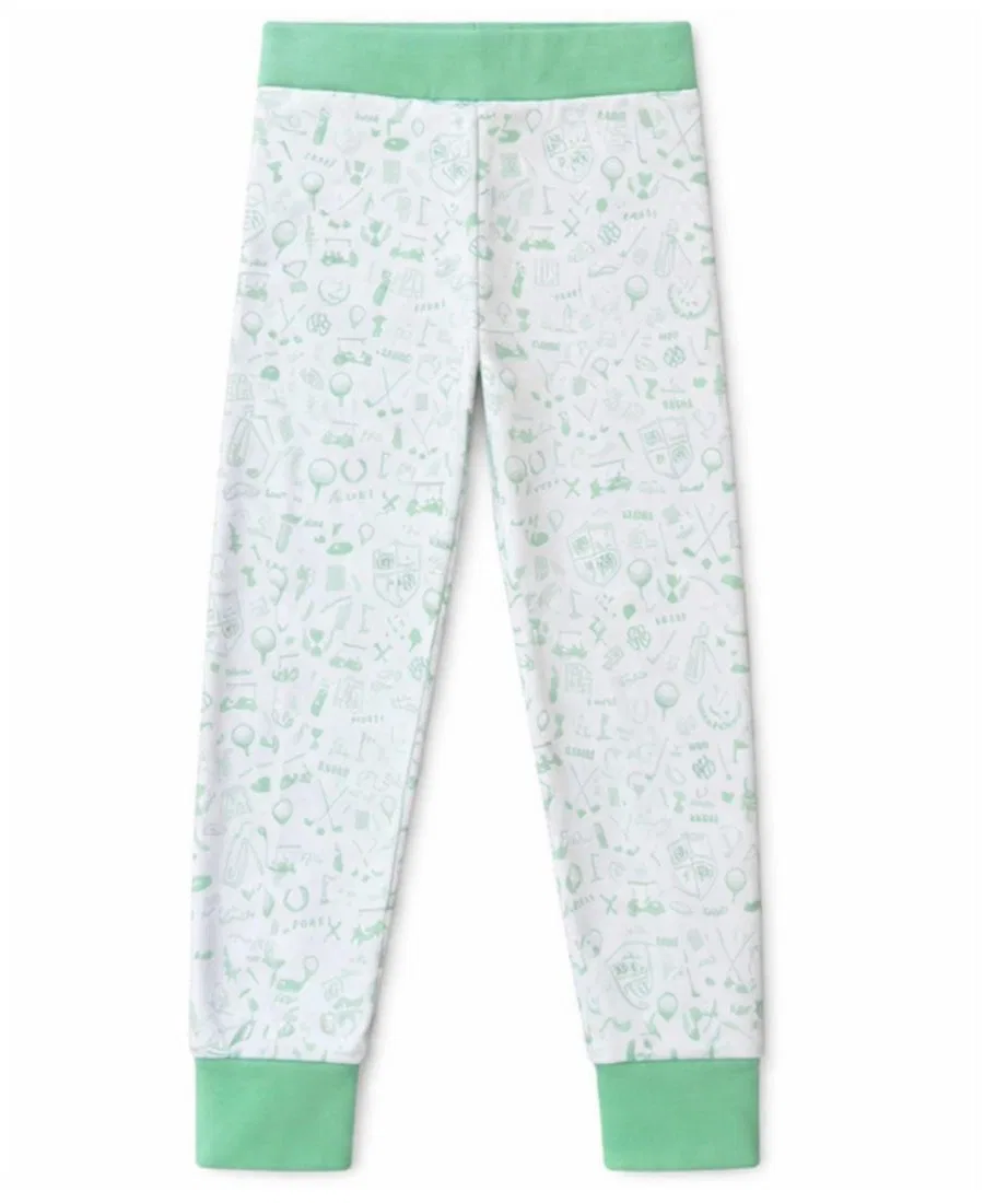 Комплект из лонгслива и брюк с принтом Golf Print, Bits and Bows, White/Green — фото 4