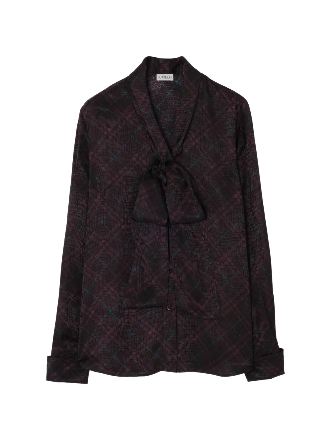 Шелковая блузка в клетку Burberry, фиолетовый