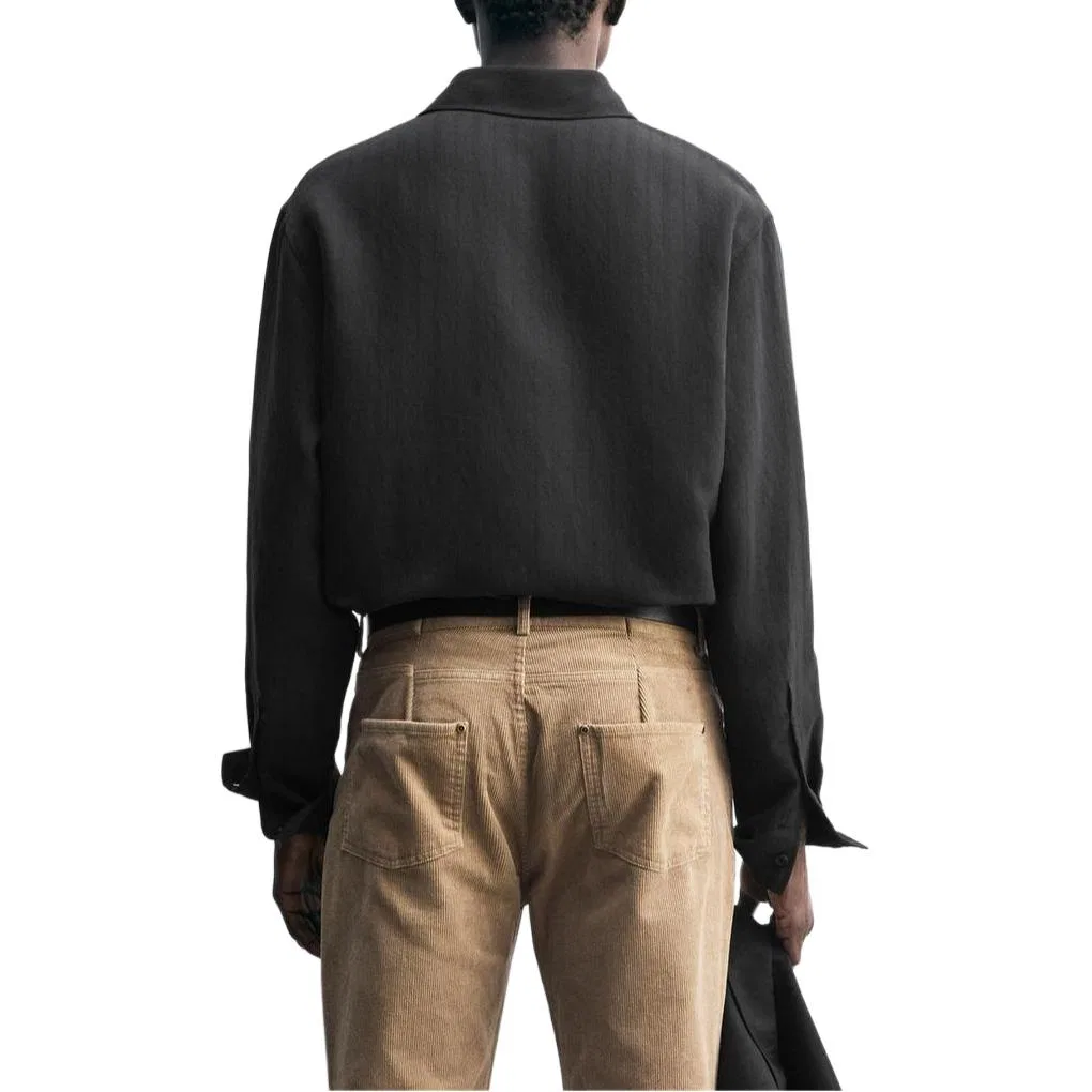 Мужская рубашка с лацканами Black ZARA, Черный — фото 4