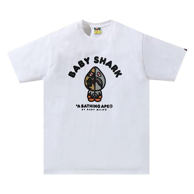 

Футболка BAPE Baby Milo Shark College Tee 'White/Grey', белый