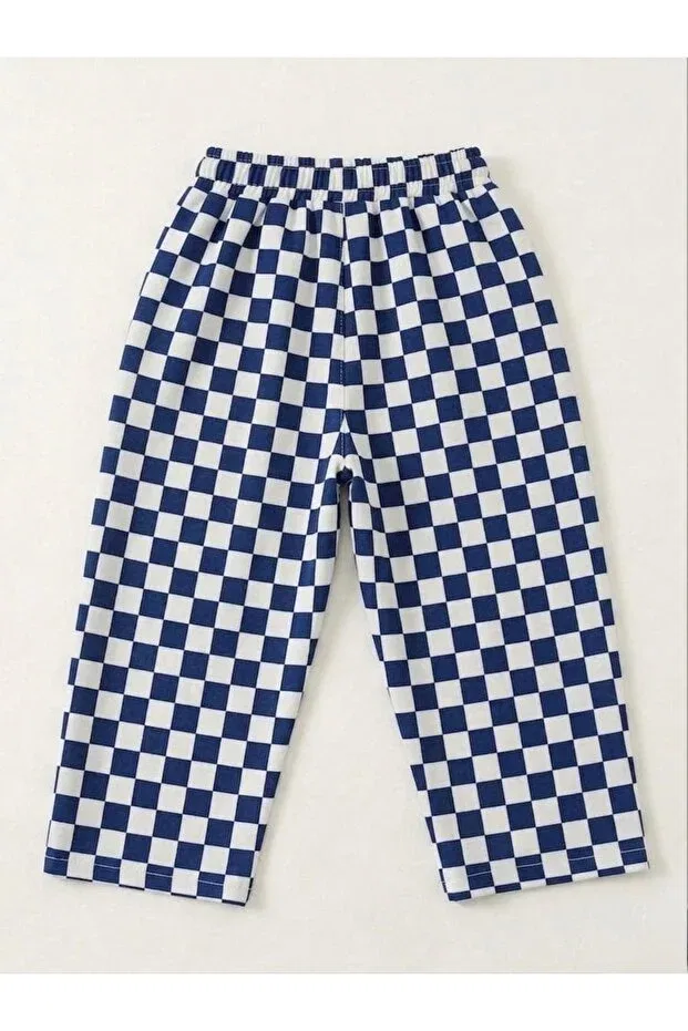 Детские брюки для девочек с широкой штаниной Nuem, Blue-White